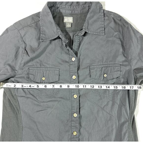 Converse One Star Women’s Button Up Shirt Gray Long Sleeve Stretch Panels Size L - Picture 3 of 8